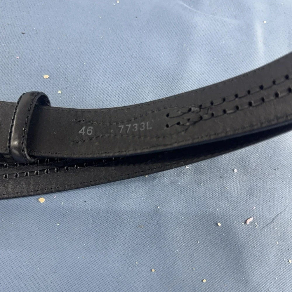 Men's Tony Lama Size 46 Black Western Belt Tooled Silver Buckle New